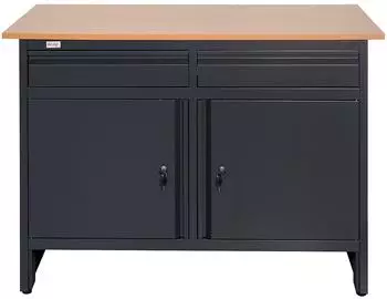 Jet-Line Werkbank Smolensk anthrazit, 120cm, 2 Schubladen, 2 T&uuml;ren (12116)