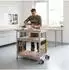 Relaxdays Werkbank mit Rollen & Lochwand, Stahl, silber/hellbraun