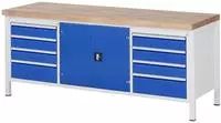Werkbank h&ouml;henverstellbar 8909A2, B2000xT700xH840-1040mm, 8xSchublade-TA, 1xT&uuml;r