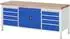 Rau Werkbank 8909A2 höhenverstellbar 2000x700x840-1040mm, 8x Schublade, 1x Tür (03-8909A2-207B4H.11)