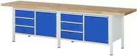 RAU Werkbank 3000x700x840-1040mm 6xSchublade-TA 2xT&uuml;r l.gr/e.bl