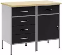 vidaXL Werkbank mit Speicher 2 stk. Schwarz und Grau 100 x 55 x 85 cm