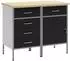 vidaXL Werkstattschrank-Set 2-tlg. mit Schubladen, schwarz/grau, Holzwerkstoff/Stahl (3321364)
