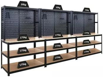 Proregal Giant Beast Werkbank mit Lochwand 180x120x60cm, 175kg, schwarz (PR_MRD28-02)