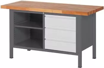 STIER Werkbank Premium h&ouml;henverstellbar, 3 Schubladen, 1500x700x840-1040mm (906043)