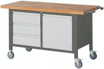 STIER Fahrbare Werkbank Premium 3 Schubladen, 1 Flügeltür, 1500x700x880mm (906065)