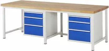 Rau Werkbank 8159A1 höhenverstellbar 2500x900x840-1040mm 6 Schubladen (03-8159A1-259B4H.11)