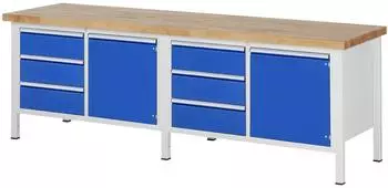 Rau Werkbank 8468A2 höhenverstellbar 840-1040mm, 2500x700mm, 6 Schubladen, 2 Türen (03-8468A2-257B4H.11)