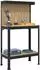 vidaXL Werkbank mit Regal, schwarz, 81x41x145cm, Holz & Metall (42020131)