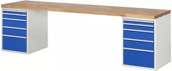 Rau Werkbank 7511A3 3000x700x890mm 10 Schubladen lichtgrau/enzianblau (03-7511A3-307B4M.11)