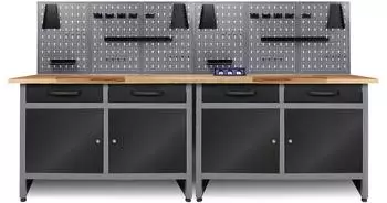 Ondis Werkstatt-Set Werner 240cm, 2 Werkbänke, Lochwand