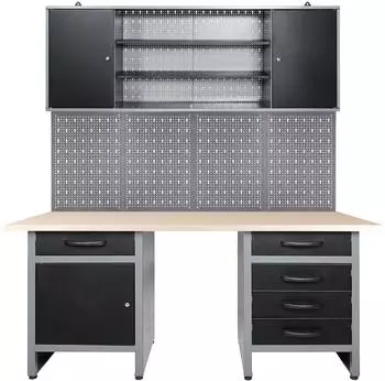 Ondis Werkstatt-Set Harry 160cm mit Werkbank, Werkzeugschrank & Lochwand