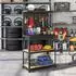 HomCom Werkbank 80x40,5x155cm mit Lochwand, Haken und Schublade, schwarz (B71-074V00BK)