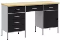 vidaXL 3-tlg. Werkstatteinrichtung-Set Schwarz Holzwerkstoff und Stahl