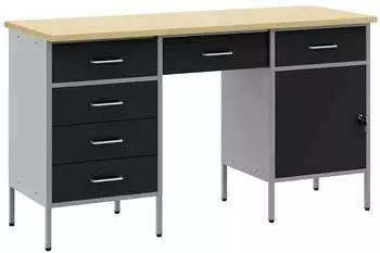 vidaXL Werkstatteinrichtung-Set 3-tlg. schwarz, Holzwerkstoff und Stahl (3321378)