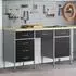 vidaXL Werkstatteinrichtung-Set 3-tlg. schwarz, Holzwerkstoff und Stahl (3321378)