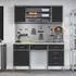 vidaXL 7-tlg. Werkstattschrank-Set mit Werkbank und Stecktafel, schwarz, MDF/Metall (3321466)