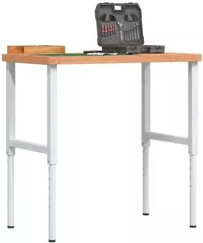 vidaXL Werkbank 100x60x(73-99,5) cm, Buchenholz, rechteckig
