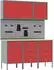 vidaXL Isacco Werkbank-Set 8-tlg., rot/grau, Holz und Stahl (3321447)