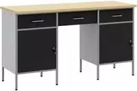 vidaXL Werkbank mit Speicher 3 stk. Schwarz Ingenieure Holz und Stahl