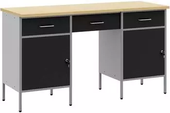 vidaXL Werkstatteinrichtung-Set 3-tlg. schwarz Holz und Stahl (3321374)