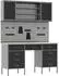vidaXL 7-tlg. Werkstattschrank-Set mit Werkbank und Stecktafel, schwarz (3321460)