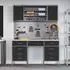 vidaXL 7-tlg. Werkstattschrank-Set mit Werkbank und Stecktafel, schwarz (3321460)