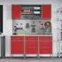 vidaXL Werkbank mit Schubladen 7-tlg., Holz und Stahl, rot (3321449)