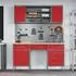 vidaXL Werkbank mit Schubladen, Holz & Stahl, rot (3321467)