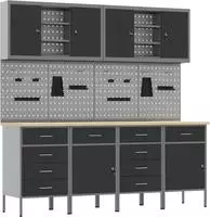 vidaXL Werkbank 10 Stk. Schwarz und Grau Ingenieure Holz und Stahl