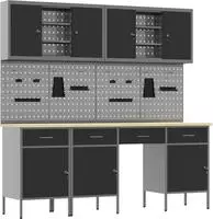 vidaXL Werkbank 10 Stk. Schwarz und Grau Ingenieure Holz und Stahl