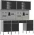 vidaXL Werkbank mit Schubladen, 10-tlg., schwarz, 200x55x200cm, Holz und Stahl (3321472)