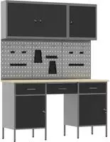 vidaXL Werkbank 8 stk. Schwarz Ingenieure Holz und Stahl