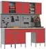 vidaXL Werkbank mit 10 Schubladen, Holz und Stahl, rot (3321473)
