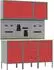 vidaXL Werkbank-Set mit Schubladen, 8-tlg., rot/grau, Holz und Stahl (3321441)
