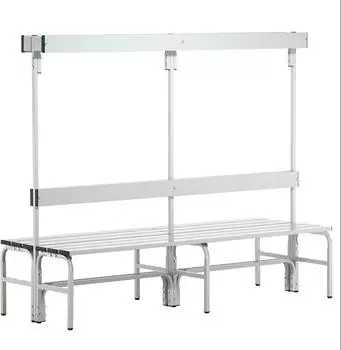 Sypro Wolf Umkleidebank doppelseitig mit Garderobenteil, Stahlrohr/Alu, 1500mm, anthrazit (131523)