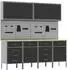 vidaXL Werkbank mit Stauraum 10-tlg., schwarz/grau, Holz und Stahl (3321488)