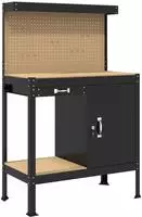 vidaXL Werkbank Schwarz 90 x 49 x 141 cm Sperrholz und Metall