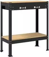 vidaXL Werkbank mit Regal Schwarz 80 x 40 x 91 cm Sperrholz und Metall