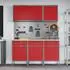 vidaXL Werkbank mit Schubladen 8-tlg., rot/grau, Holz und Stahl (3321429)