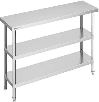 VEVOR Edelstahl-Arbeitstisch 356x1219x864mm, 2 verstellbare Ablagen (SCGZT1220*355T)
