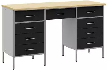 vidaXL 3-tlg. Werkstatteinrichtung-Set Holzwerkstoff und Stahl, schwarz (3321376)