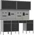 vidaXL Werkbank mit Schrank 10-tlg., schwarz/grau, Holz und Stahl (3321476)
