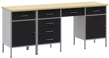 vidaXL Werkstatteinrichtung-Set 4-tlg. schwarz, Holzwerkstoff und Stahl (3321382)