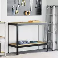 vidaXL Werkbank Schwarz 115 x 55 x 91 cm Sperrholz und Metall
