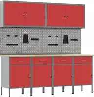 vidaXL Werkbank 10 Stk. Rot und Grau Ingenieure Holz und Stahl