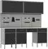 vidaXL Werkbank mit Stauraum, 10-tlg., schwarz/grau, Holz und Stahl (3321470)