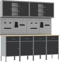vidaXL Werkbank 10 Stk. Schwarz und Grau Ingenieure Holz und Stahl