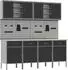 vidaXL Werkbank mit Werkzeugschrank 10-tlg., schwarz/grau, Holz und Stahl (3321484)