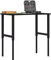 vidaXL Werkbank Dunkelbraun 100x60x(71,5-98) cm Massivholz Eiche